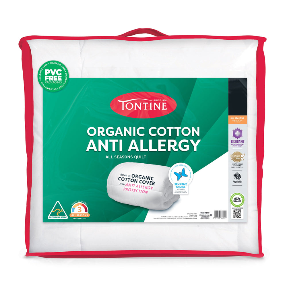 Tontine Single Bed Organic Cotton Anti Allergy All Seasons Quilt