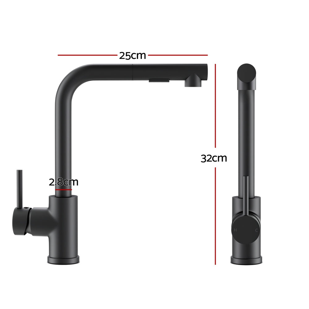 Kitchen Mixer Tap Pull Out Rectangle Black