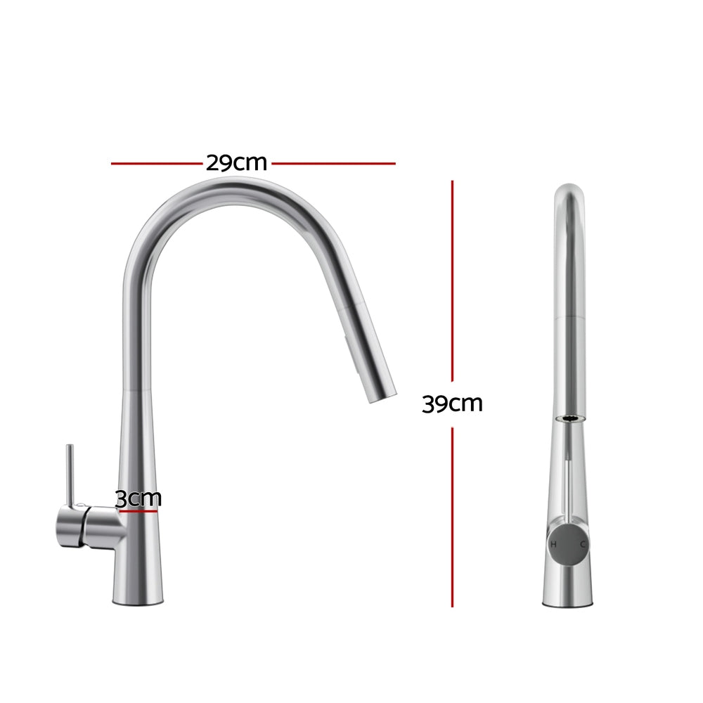 Kitchen Mixer Tap Pull Out Round Chrome