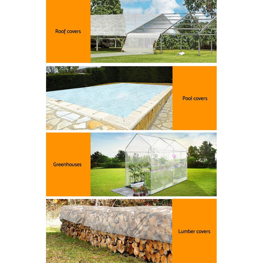 Instahut 6x9M Heavy Duty Poly Tarps Cover - Clear