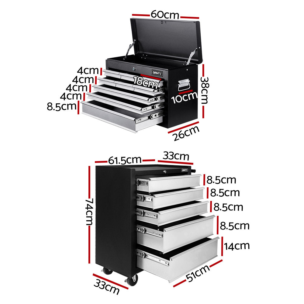 Giantz 14 Drawer Tool Box Cabinet Trolley Grey