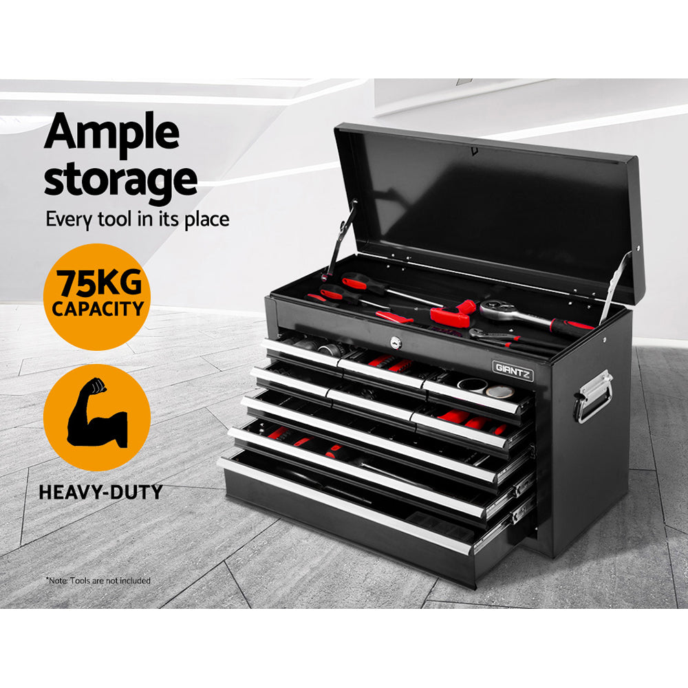 Giantz Tool Box Cabinet Trolley 15 Drawers Toolbox Black