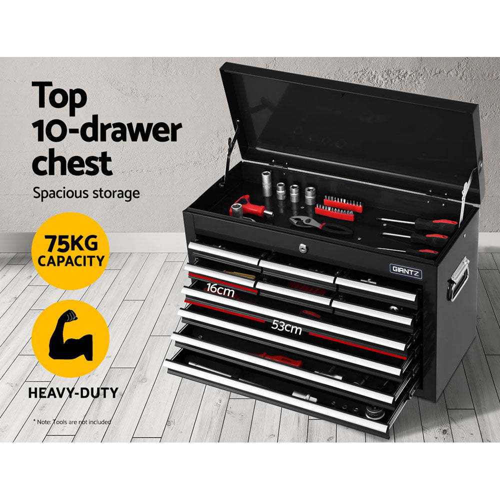 Giantz Tool Box Cabinet Trolley 16 Drawers Toolbox Black