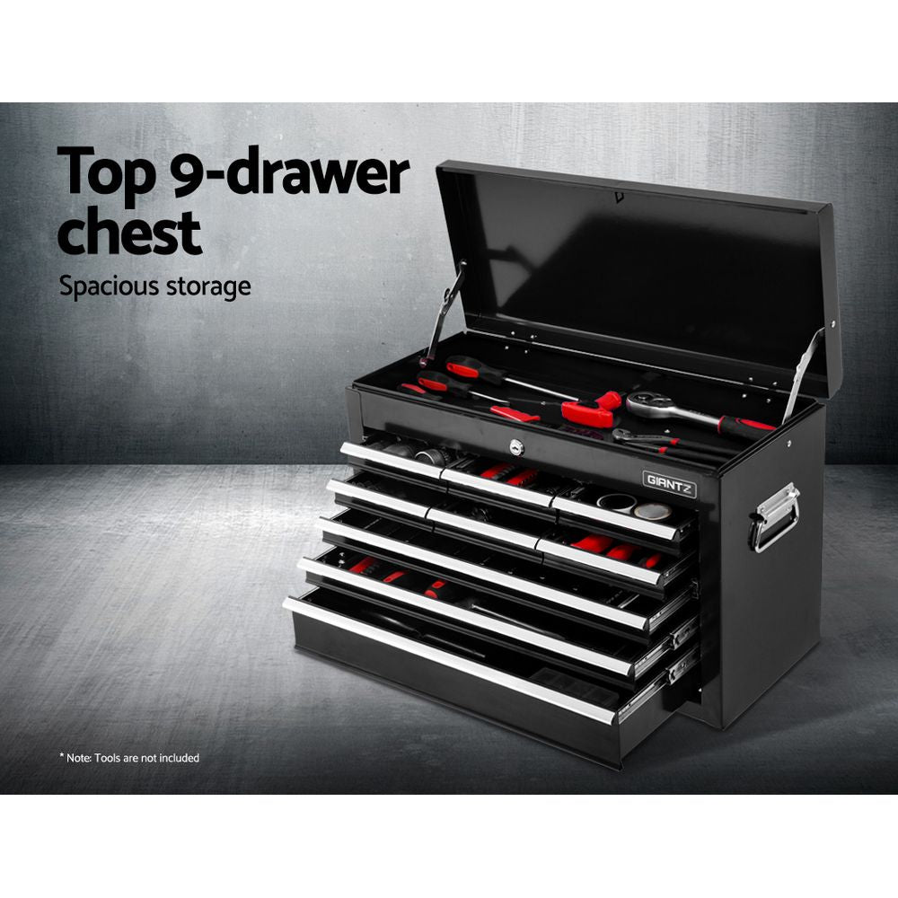Giantz 16 Drawers Tool Box Cabinet Trolley Black