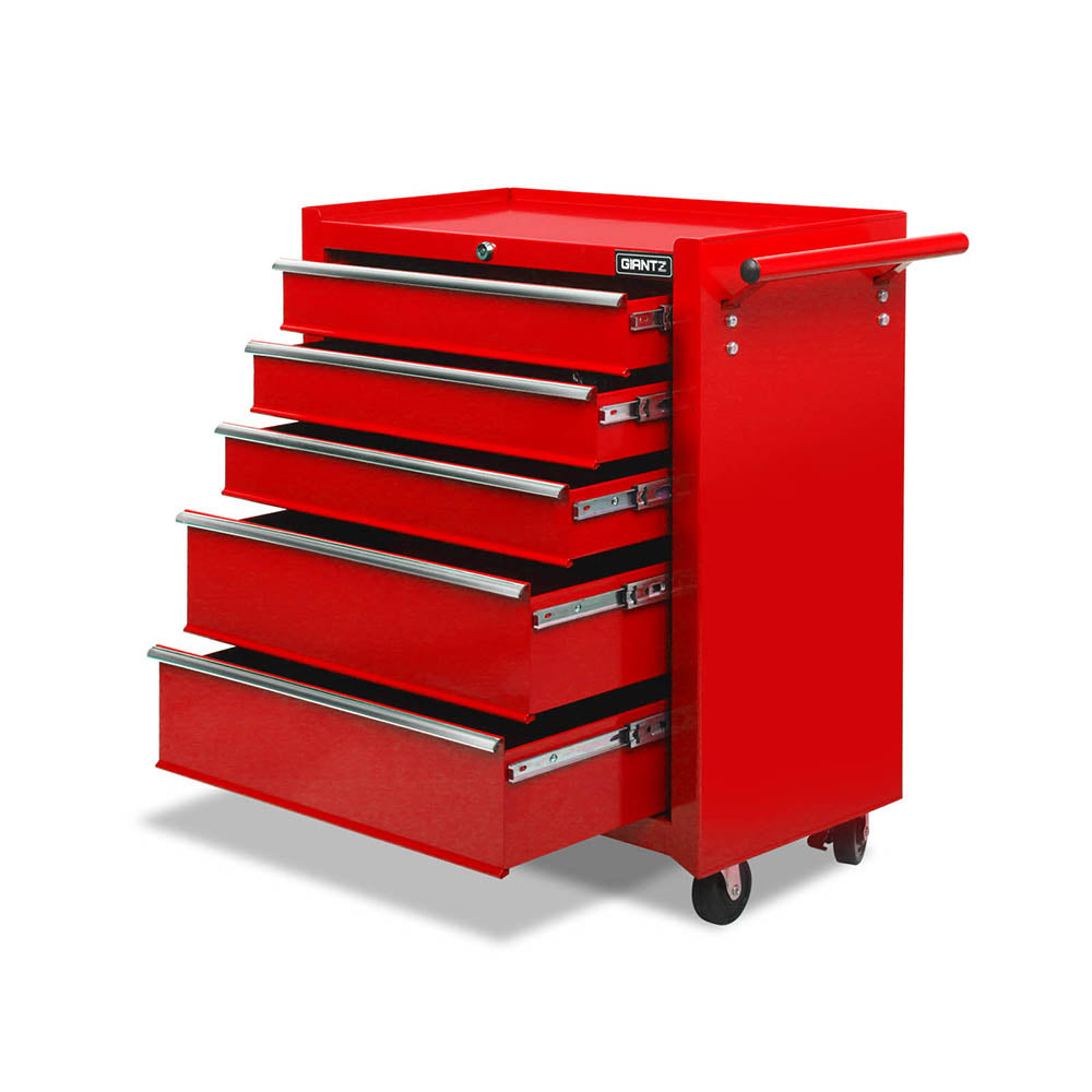 Giantz 5 Drawers Tool Box Chest Trolley Storage Red