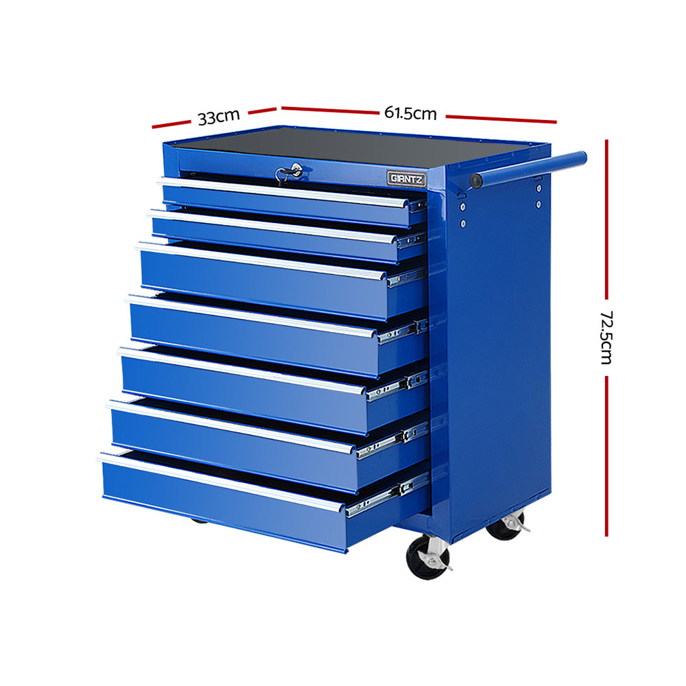 Giantz Chest Trolley 7 Drawers Toolbox Storage Blue