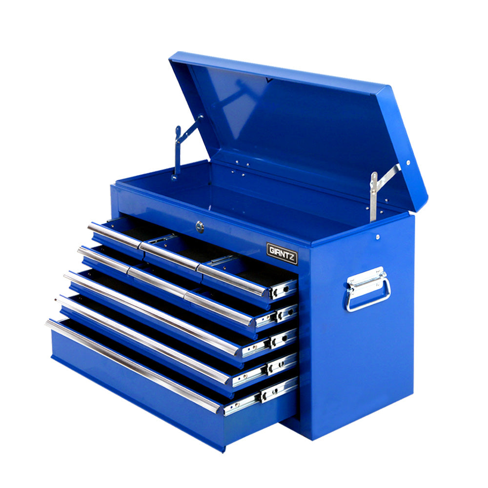 Giantz 9 Drawer Tool Box Chest Toolbox Organiser Set Blue