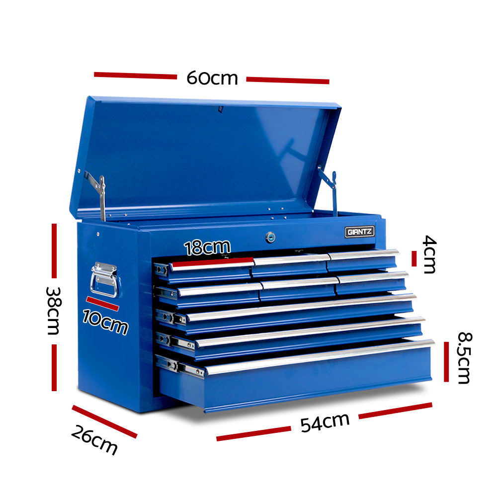 Giantz 9 Drawer Tool Box Chest Toolbox Organiser Set Blue