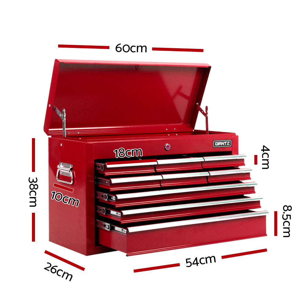 Giantz 9 Drawer Tool Box Chest Toolbox Storage Set Red