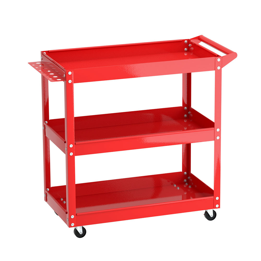 Giantz 3-Tier Tool Cart Trolley Toolbox Storage Organizer Red