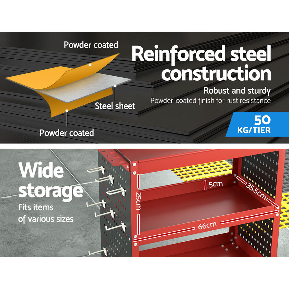 Giantz 3-Tier Tool Cart Trolley Toolbox Workshop 150kg