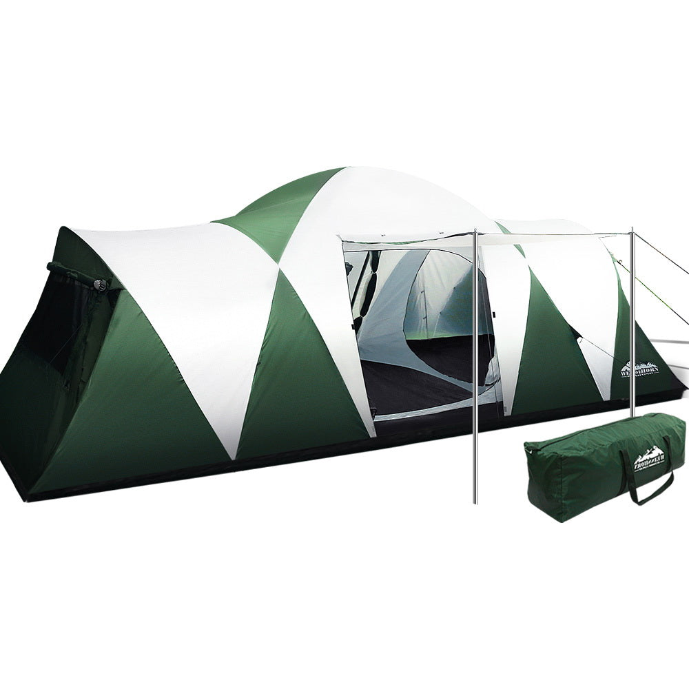 Weisshorn Family Camping Tent 12 Person (3 Rooms) Green