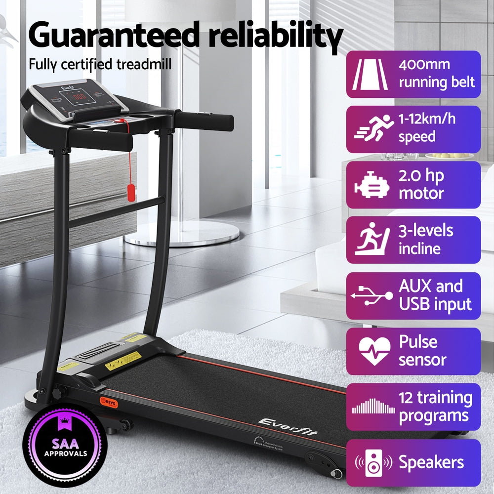 Everfit Foldable Electric Treadmill 400mm Belt 12kmh