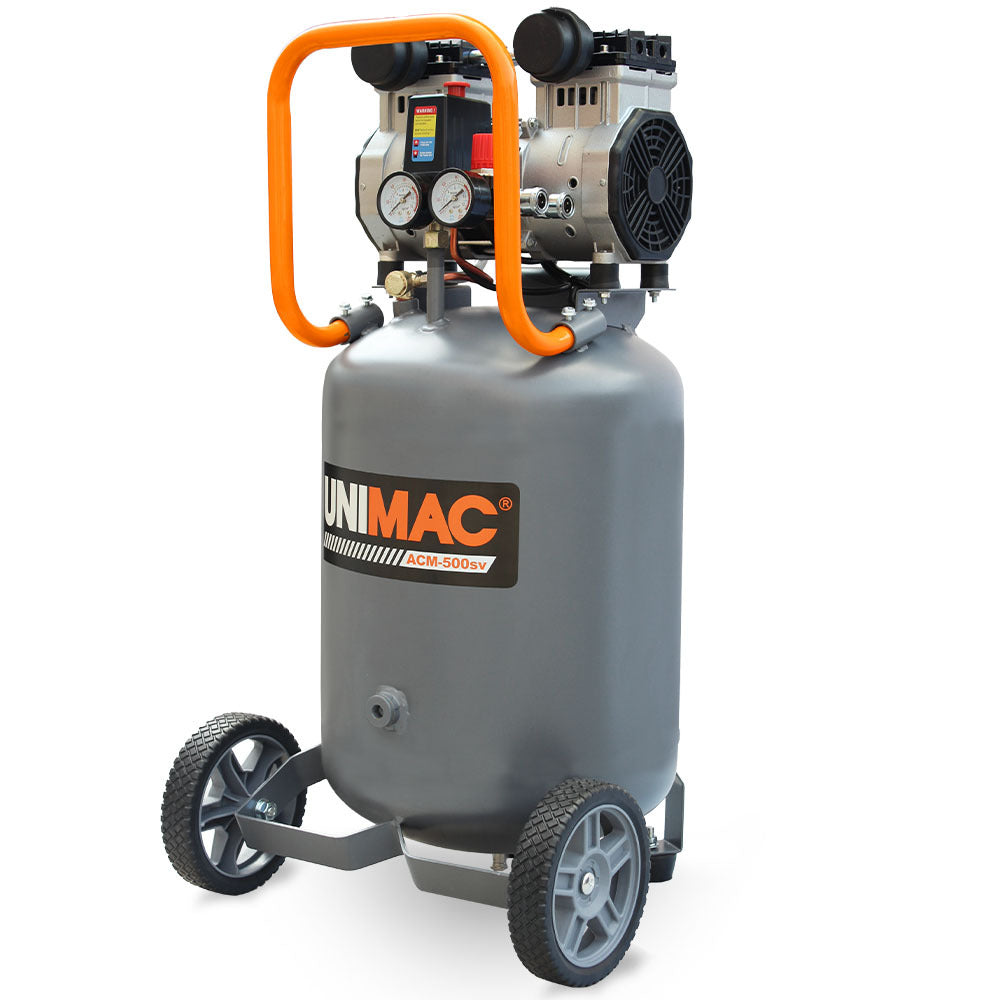 Unimac 2HP 50L Silent Oil-Free Portable Electric Air Compressor, Vertical, for Airtools, Tyre Inflation
