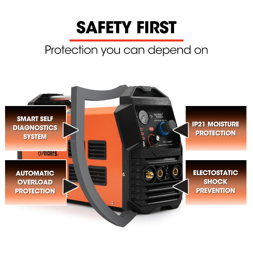 Rossi CT-416 Portable Inverter Welder and Plasma Cutter 3in1 Multi-function Cut/MMA/TIG Welding