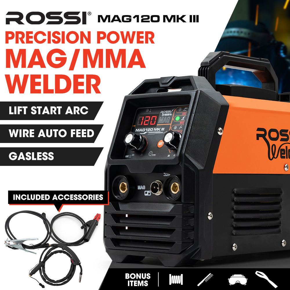 Rossi 120 Amp Portable Inverter Welder 3 IN 1 MMA ARC /MIG Gasless /Lift-TIG Welding