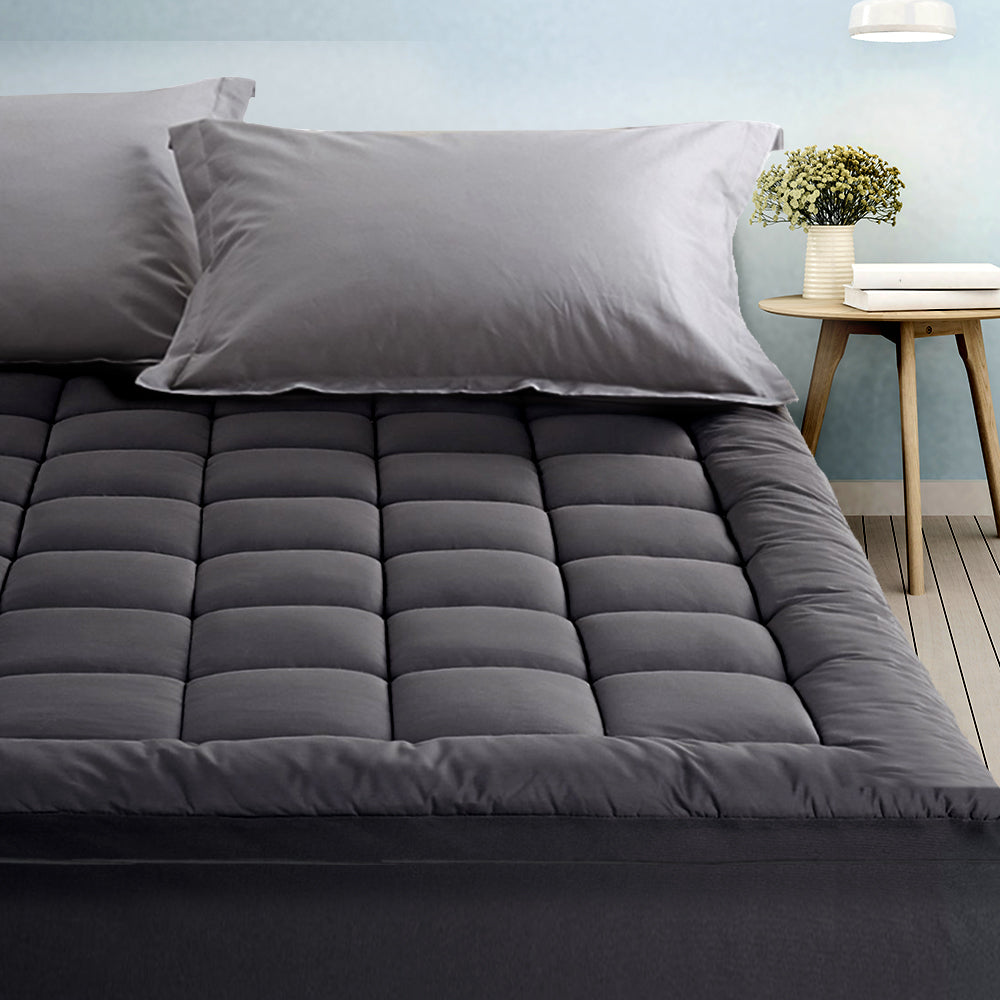 Giselle Bedding Double Charcoal Mattress Topper