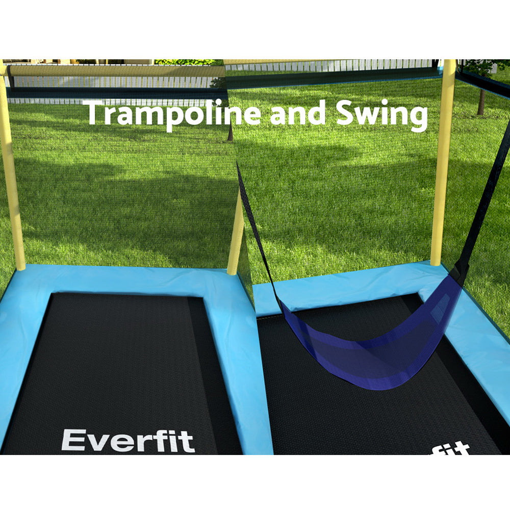 Everfit 6FT Kids Trampoline with Enclosure Safety Net Rectangle Yellow