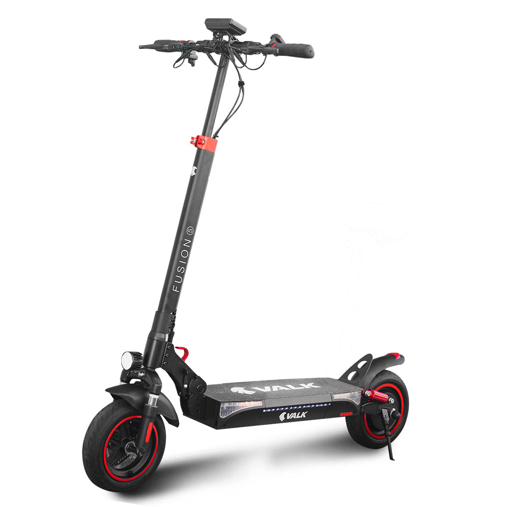 VALK Fusion 5 Electric Scooter, 500W 48V 13Ah Lithium 50km Range 40km/h Quad Shocks 10 inch Tyres,