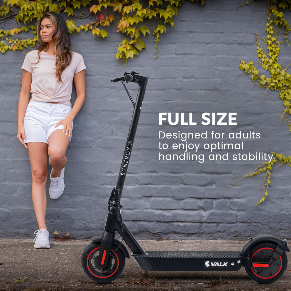 Valk Synergy 7 MkII Electric Scooter 500W 15Ah, Motorised eScooter for Adults, Black/Red