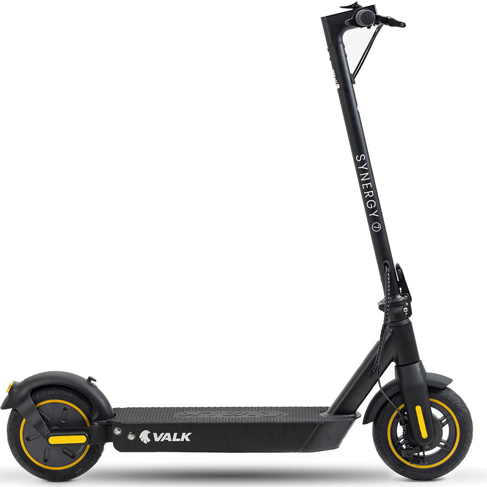 Valk Synergy 7 MkII Electric Scooter 500W 15Ah, Motorised eScooter for Adults, Black/Yellow