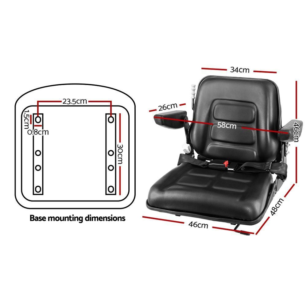 Giantz Tractor Seat Universal Suspension Backrest Truck Chair