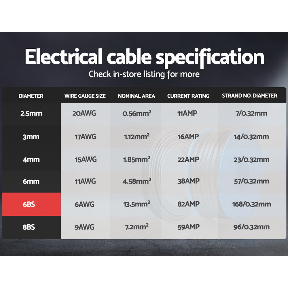 6B&amp;S Twin Core Wire Electrical Cable Extension 10M Car 450V