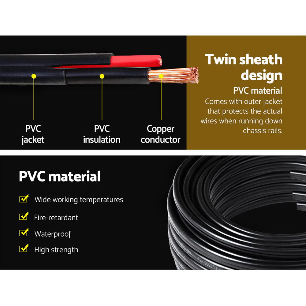 6B&amp;S Twin Core Wire Electrical Cable Extension 10M Car 450V