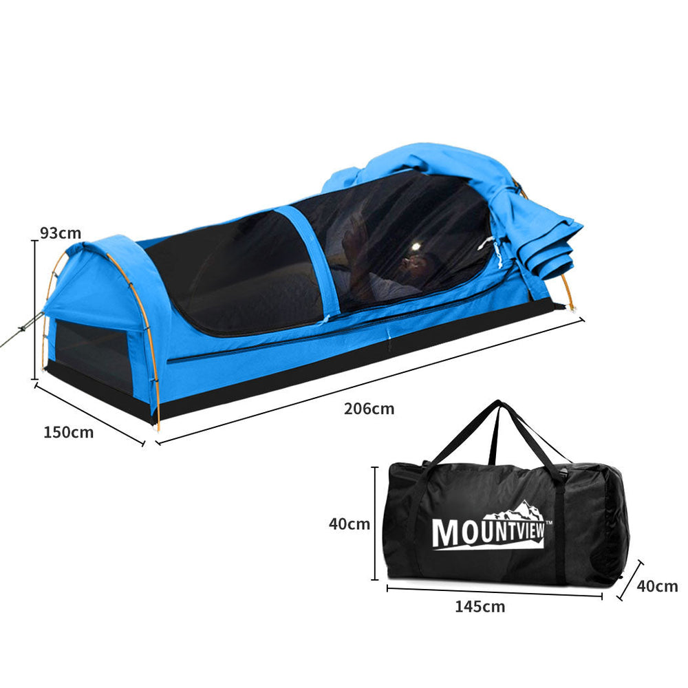 Mountview Double Swag Camping Swags Canvas Dome Tent Hiking Mattress Blue