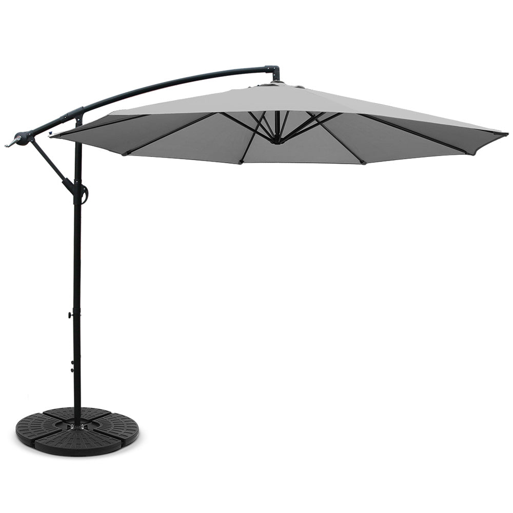 Instahut 3M Outdoor Umbrella with 48X48CM Base - Grey