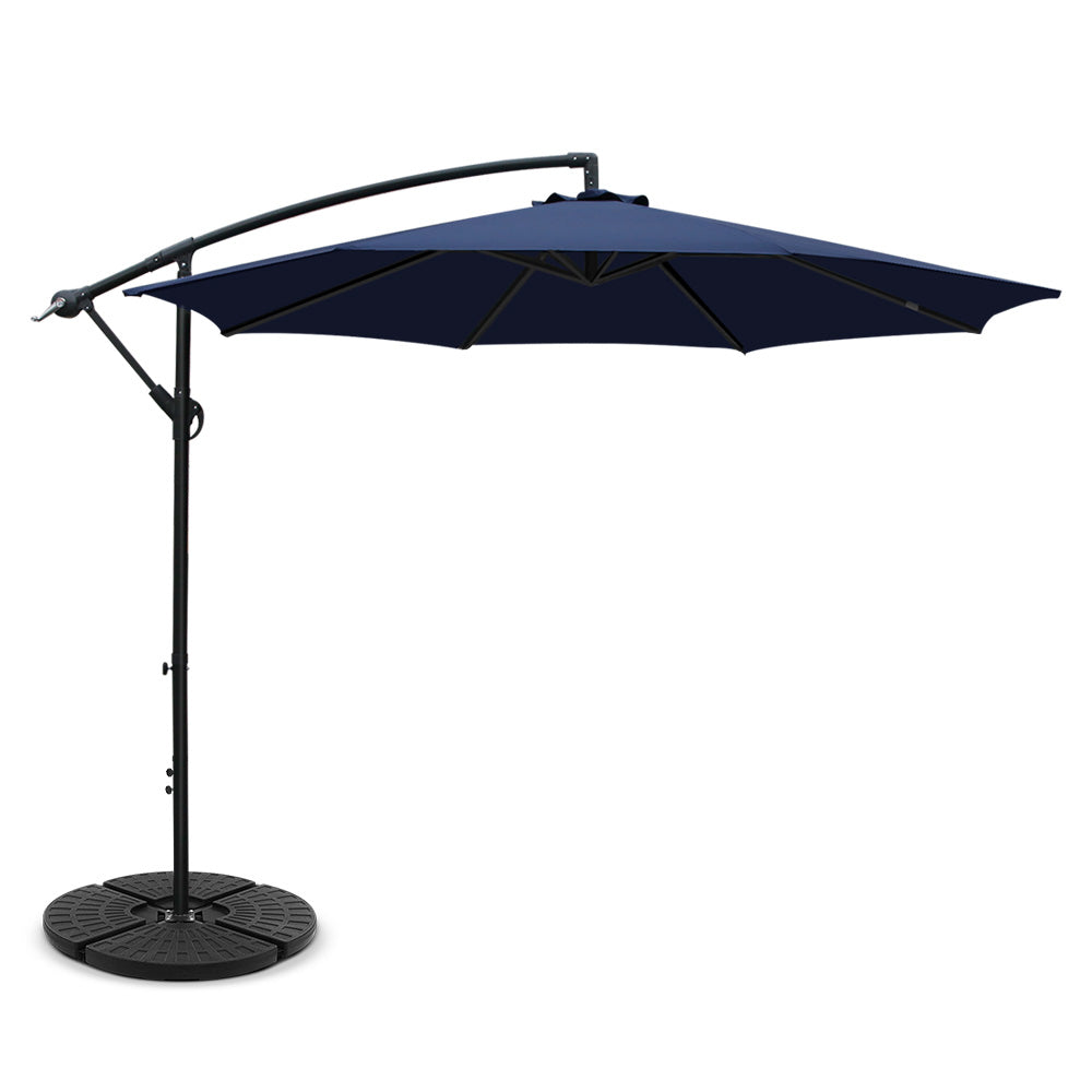 Instahut 3M Outdoor Umbrella with 48X48CM Base - Navy