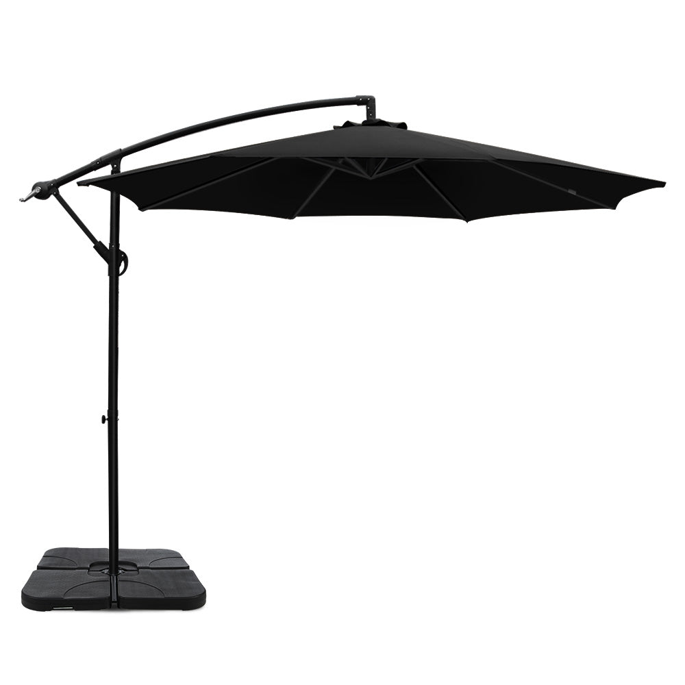 Instahut 3M Outdoor Umbrella with 50X50CM Base UV - Black