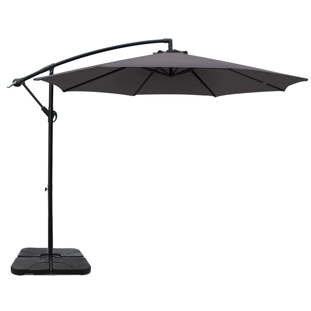 Instahut 3M Outdoor Umbrella with 50X50CM Base UV- Charcoal