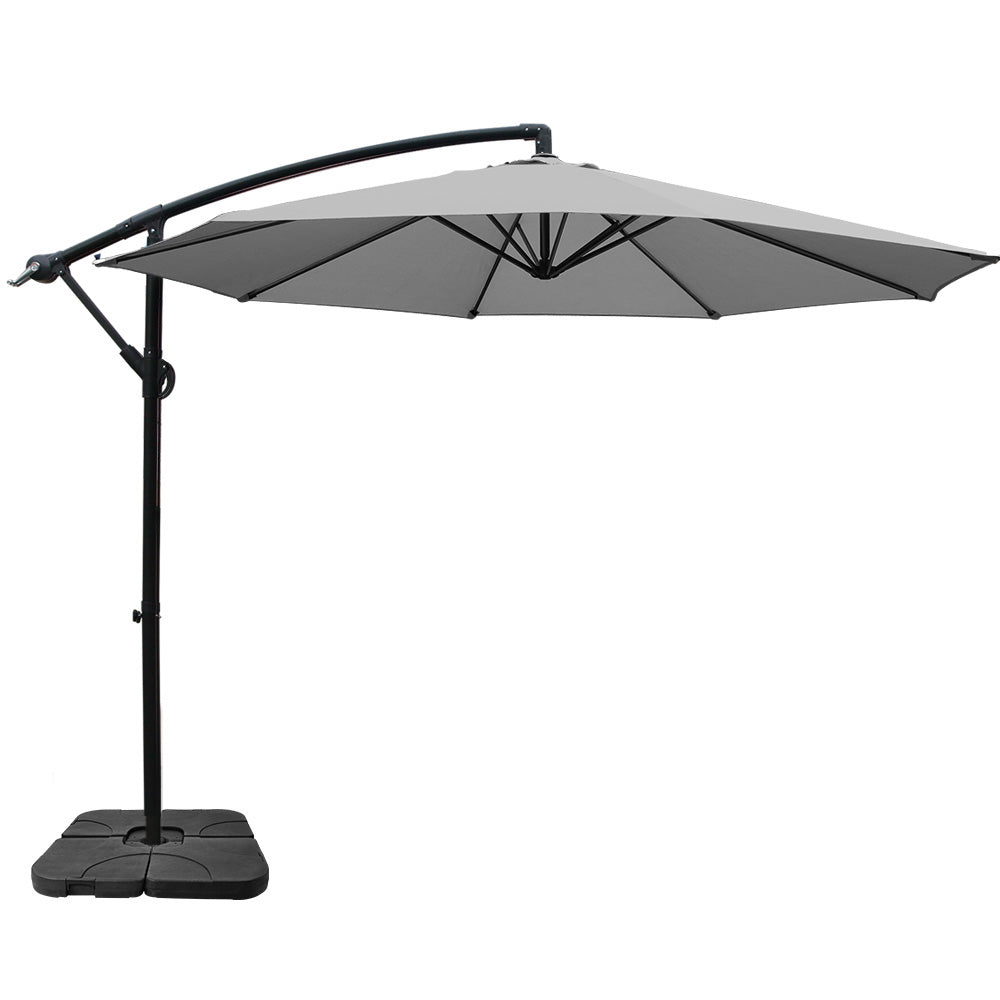 Instahut 3M Outdoor Umbrella with 50X50CM Base UV - Grey