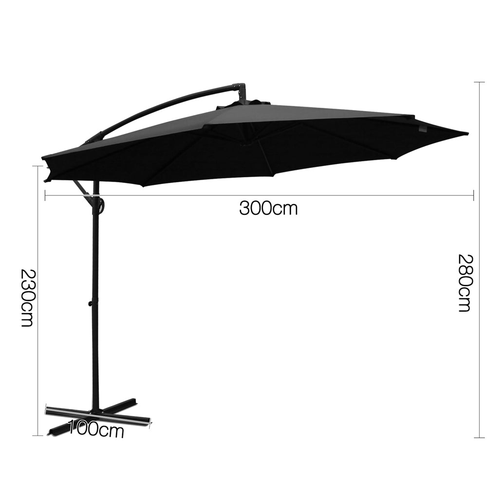 Instahut 3M Outdoor Umbrella - Black