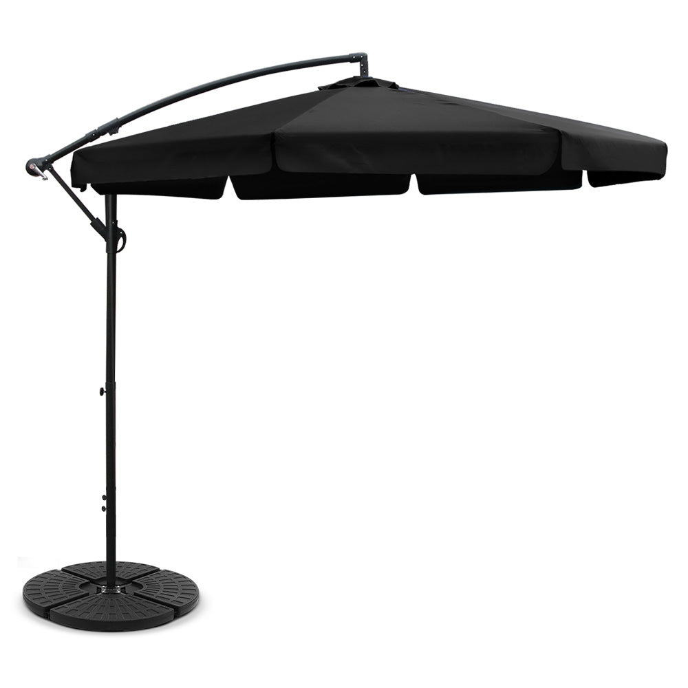 Instahut 3M Outdoor Umbrella with 48X48CM Base UV - Black