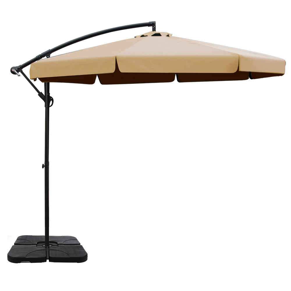 Instahut 3M Outdoor Umbrella with 50X50CM Base - Beige