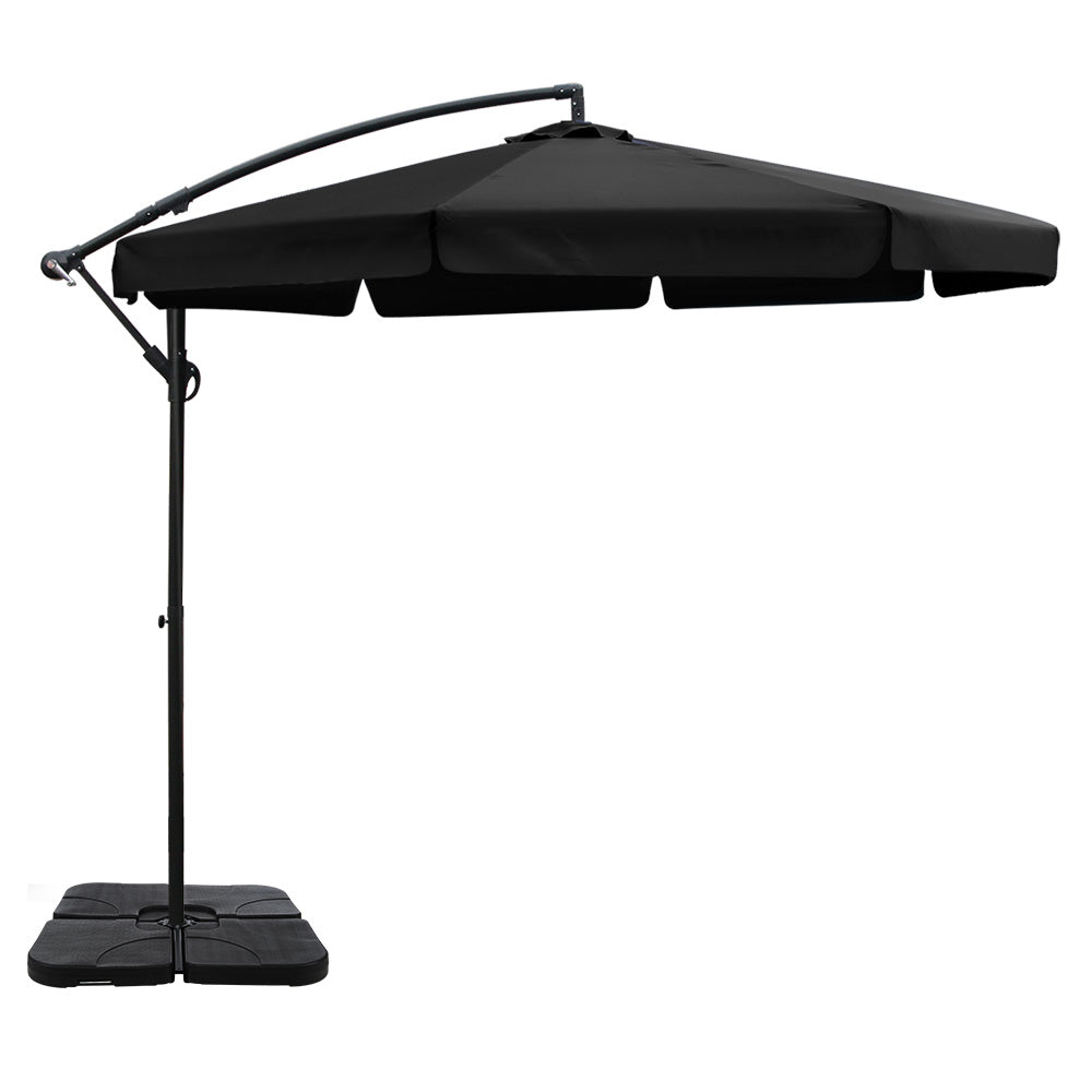 Instahut 3M Outdoor Umbrella with 50X50CM Base - Black