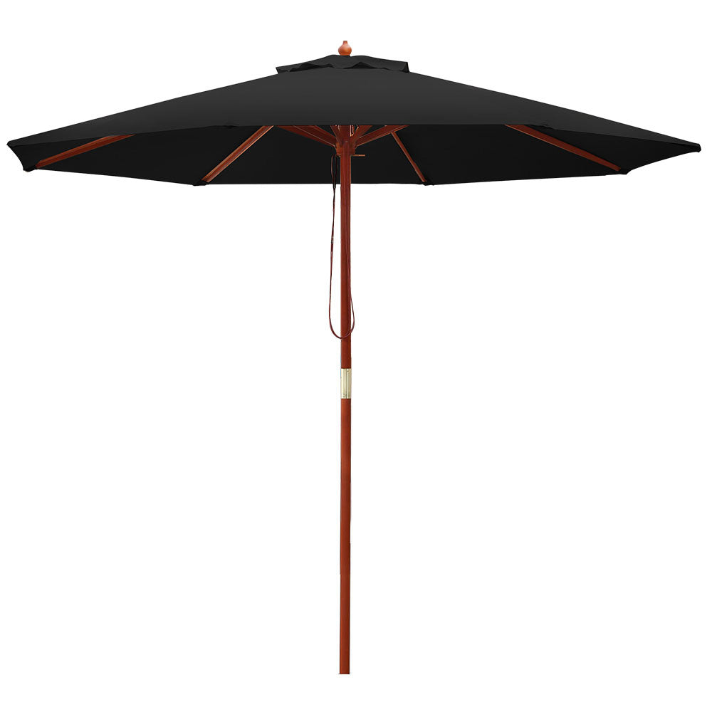 Instahut 2.7M Outdoor Pole Umbrella - Black