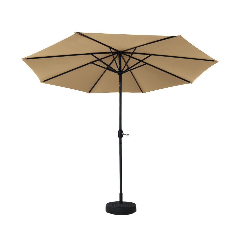 Instahut 2.7M Outdoor Umbrella With Base - Beige