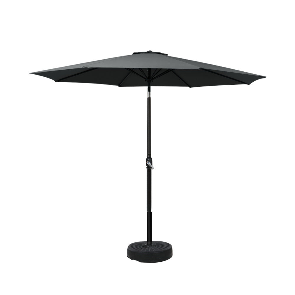 Instahut 2.7M Outdoor Umbrella With Base - Black