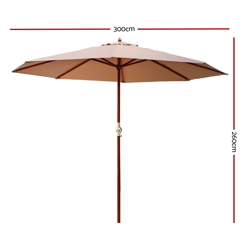 Instahut 3M Cantileverd Outdoor Umbrella - Beige