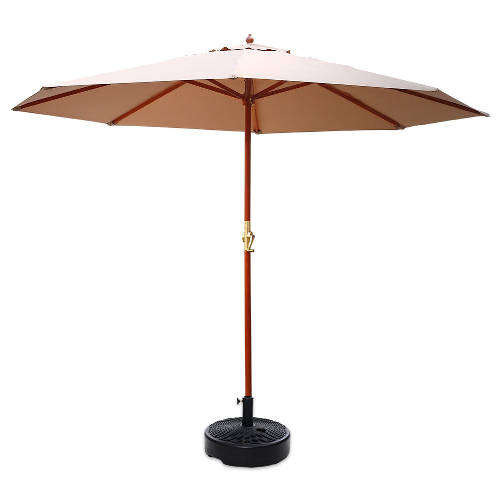 Instahut Outdoor Umbrella Pole with Base Beige