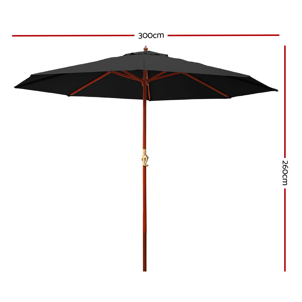 Instahut 3M Cantileverd Outdoor Umbrella - Black