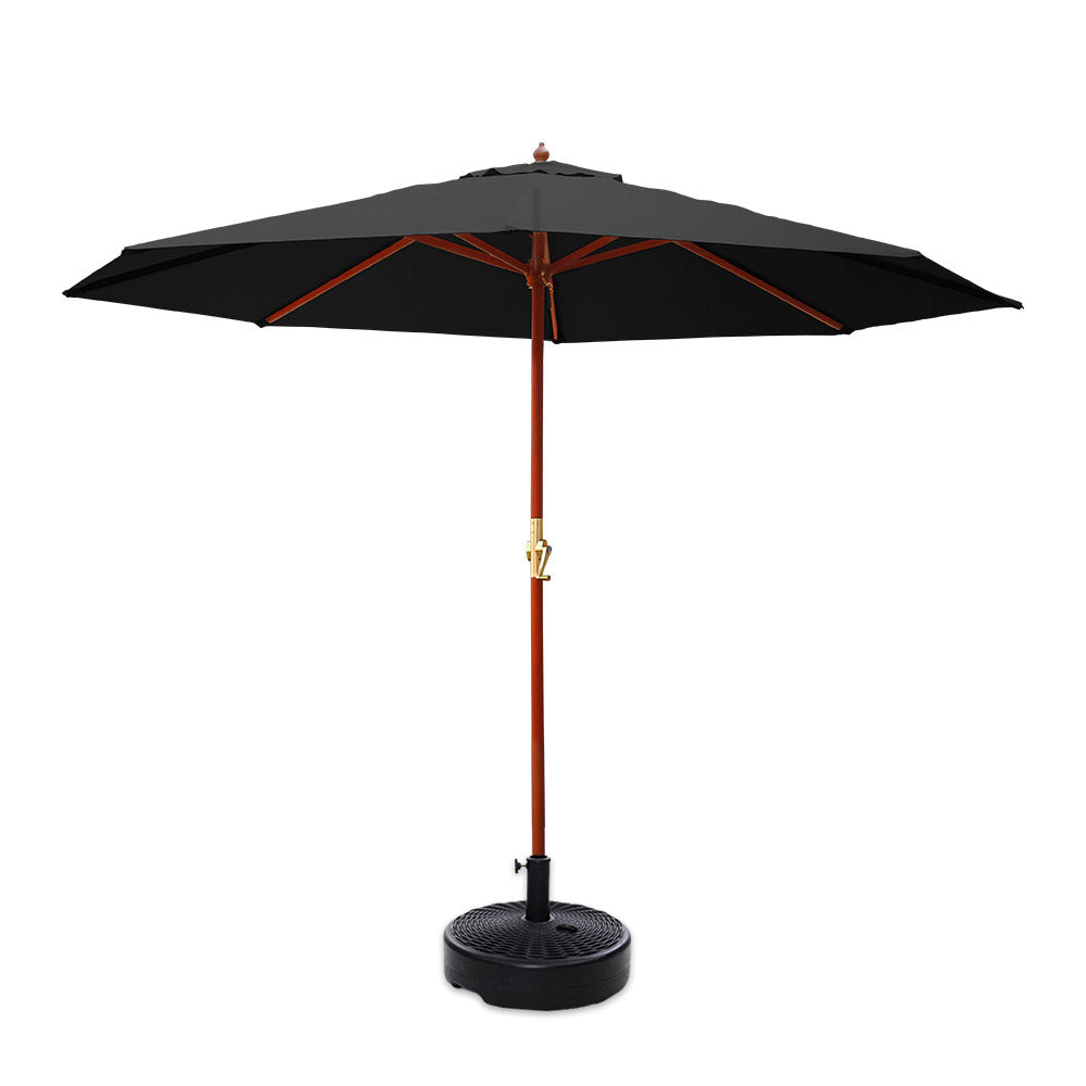 Instahut 3M Outdoor Umbrella Pole with Base - Black