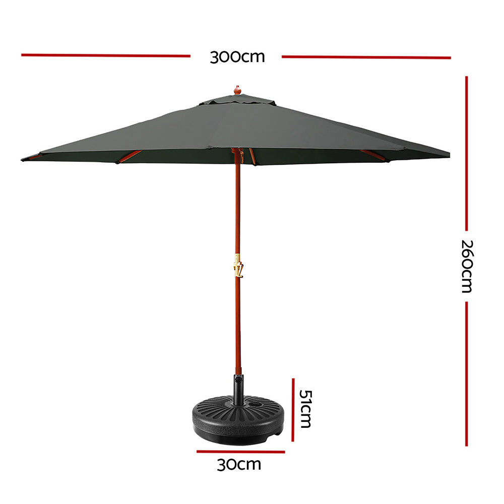 Instahut Outdoor Umbrella Pole wirh Base Charcoal