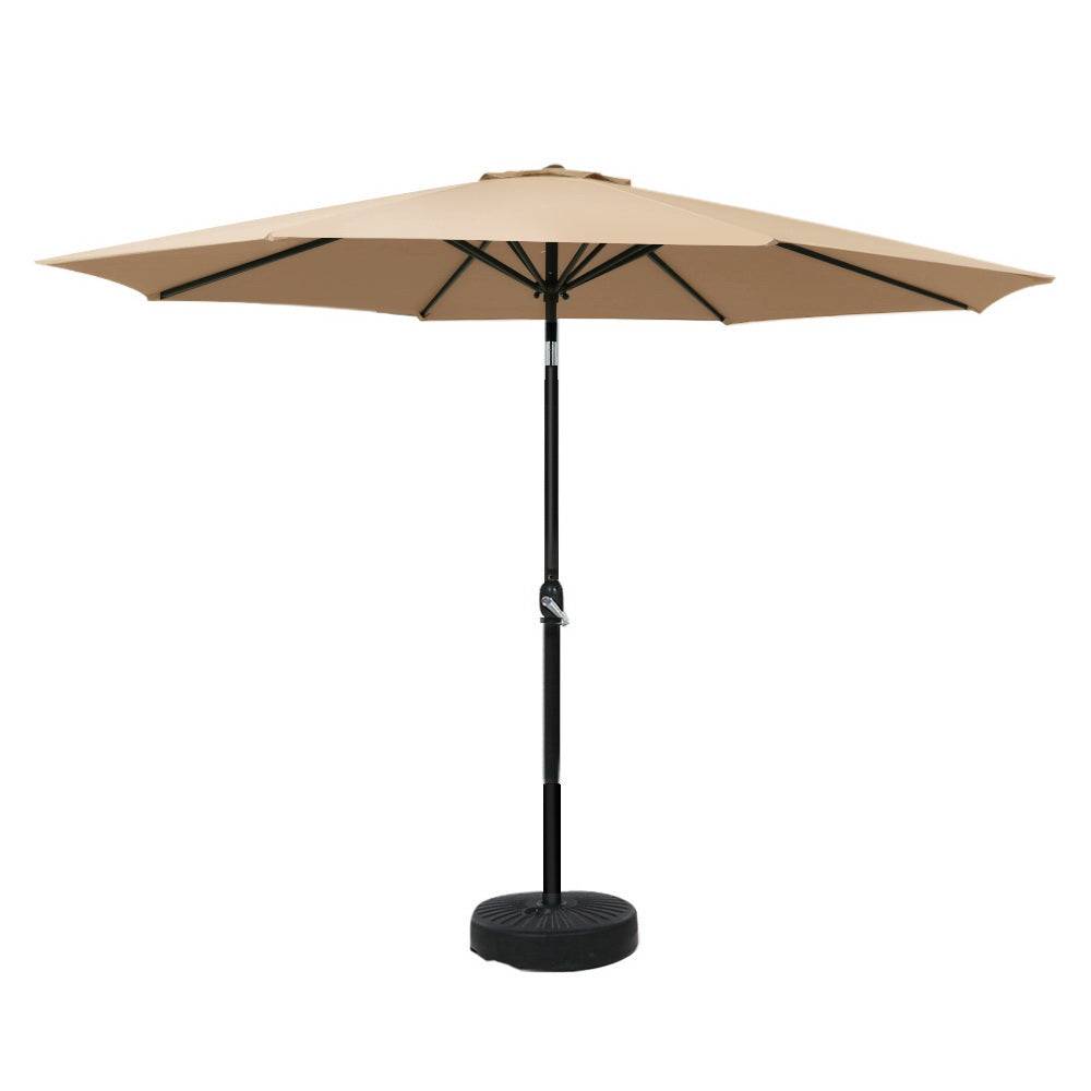 Instahut Outdoor Umbrella 3M with Base - Beige