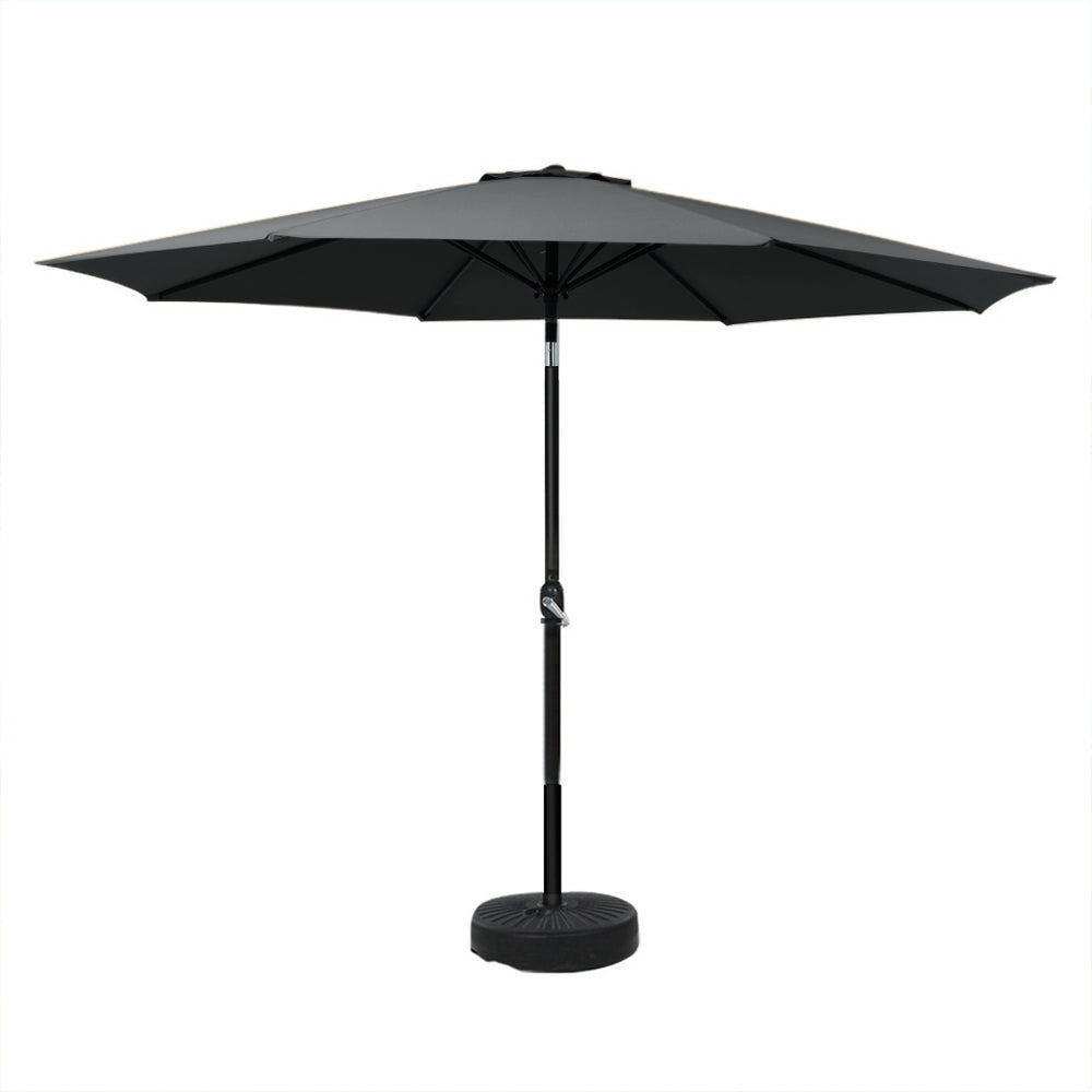 Instahut Outdoor Umbrella 3M with Base - Black