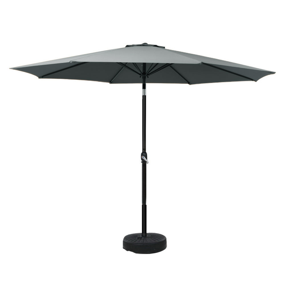 Instahut Outdoor Umbrella 3M with Base - Charcoal