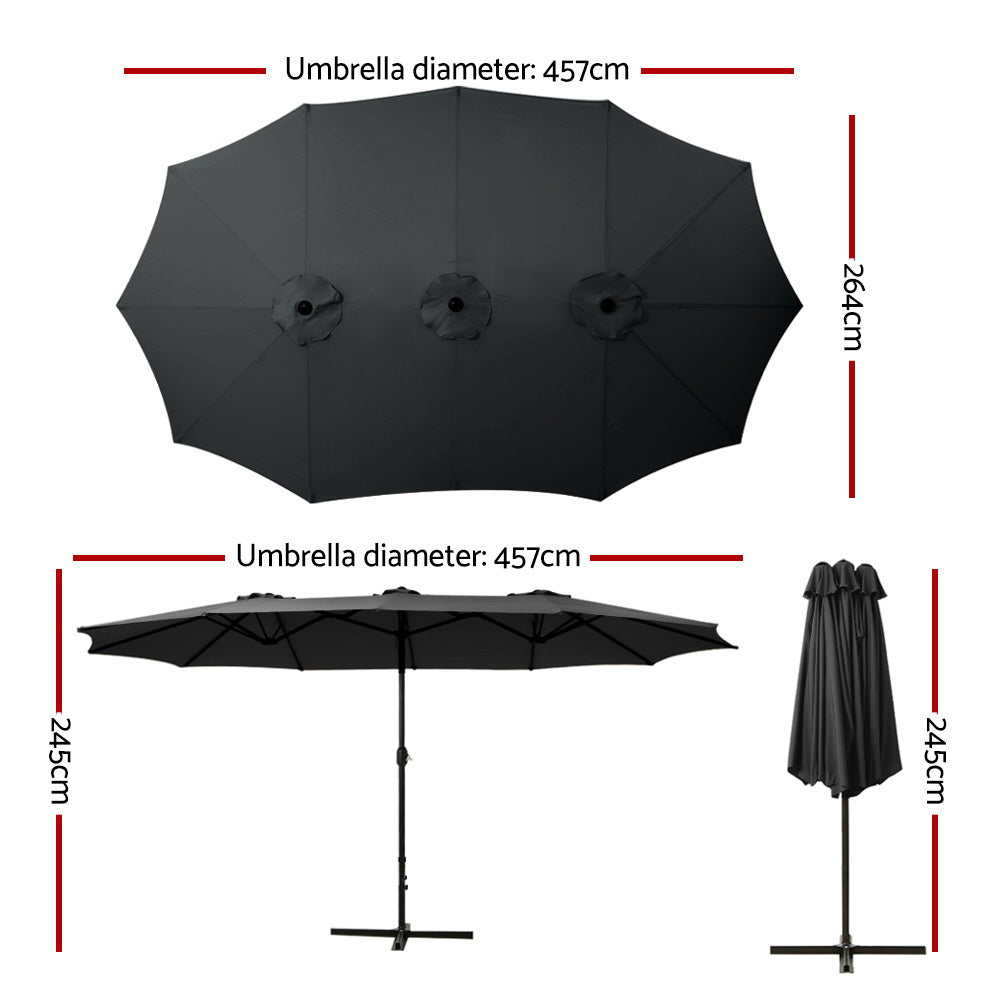 Instahut Outdoor Umbrella 4.57M - Black